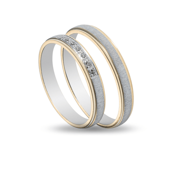 Βέρες Σετ Χρυσές Λευκόχρυσες με Ζιργκόν MASCHIO FEMMINA SL85 - themelidisjewels